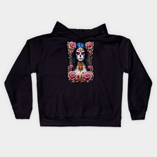 Sugar Skull Art - Traditional Woman in Skull Makeup Kids Hoodie